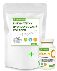 Nutri House Enzymaticky hydrolyzovaný kolagen  1 kg + Vitamín C 90 cps - SET